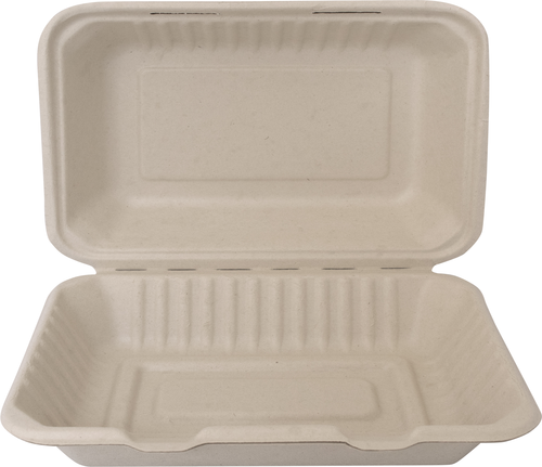 ITI Rectangular Sugar Cane 1 Compartment Hinged Container - 9"x6"x3" (TG-B-96)-cityfoodequipment.com