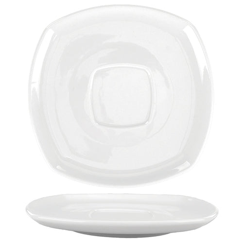 ITI 6 1/4" Square Slope™ Saucer - Porcelain, Bright White (SP-2)-cityfoodequipment.com
