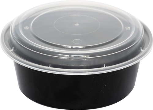 ITI 24 oz Round To Go Container w/ Lid - Plastic, Black (TG-PP-24-R)-cityfoodequipment.com