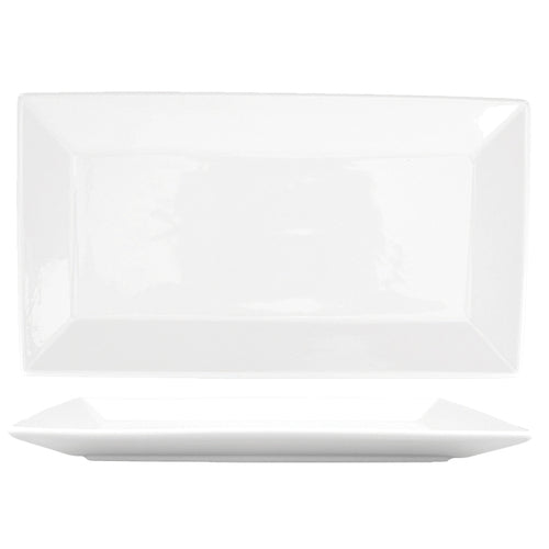 ITI 10" x 5 1/4" Rectangular Slope™ Platter - Porcelain, Bright White (SP-12)-cityfoodequipment.com