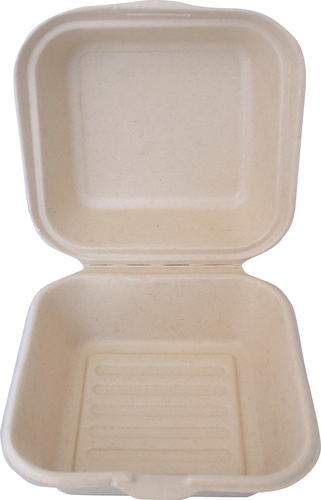 ITI Square Sugar Cane 1-Compartment Hinged Container - 6"x6"x3" (TG-B-66)-cityfoodequipment.com