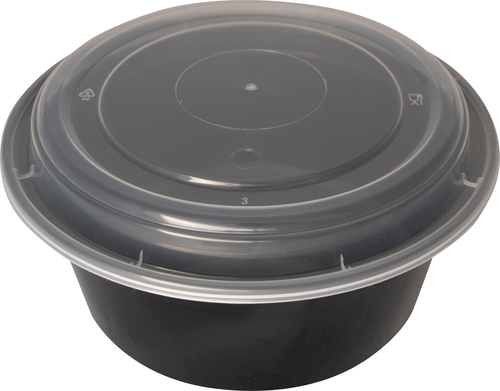ITI 48 oz Round To Go Container w/ Lid - Plastic, Black (TG-PP-48-R)-cityfoodequipment.com