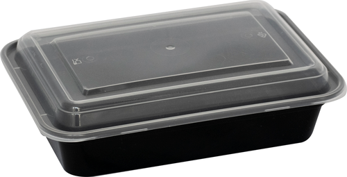 ITI 16 oz Rectangular Container w / Lid - Plastic, Black (TG-PP-16)-cityfoodequipment.com