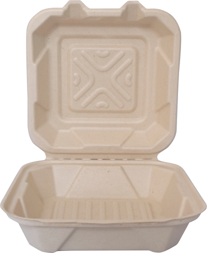 ITI Square Sugar Cane 1-Compartment Hinged Container - 8"x8"x3" (TG-B-88)-cityfoodequipment.com