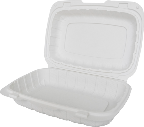 ITI Rectangular 1-Compartment Hinged Container 9"x 6 1/2" - Plastic, White (TG-PM-96)-cityfoodequipment.com