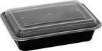ITI 28 oz Rectangular Container w/ Lid - Plastic, Black (TG-PP-28)-cityfoodequipment.com