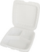 ITI Square 3-Compartment Hinged Container 9"x 9" x 3" - Plastic, White (TG-PM-993)-cityfoodequipment.com