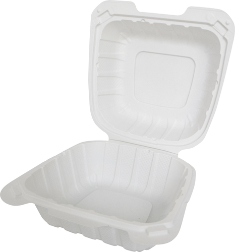 ITI Square 1-Compartment Hinged Container 6"x 6" x 3" - Plastic, White (TG-PM-66)-cityfoodequipment.com
