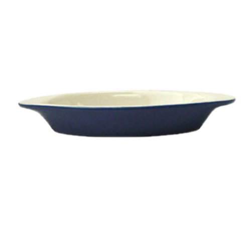 ITI 8 oz. Oval, Welsh Rarebit - Stoneware, Cobalt Blue/European White (WRO-8-EW-CB)-cityfoodequipment.com