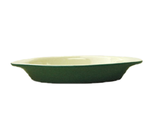 ITI 8 oz. Oval, Welsh Rarebit - Stoneware, Green/European White (WRO-8-EW-G)-cityfoodequipment.com