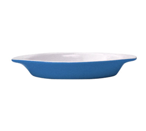 ITI 8 oz. Oval, Welsh Rarebit - Stoneware, Light Blue/European White (WRO-8-EW-LB)-cityfoodequipment.com