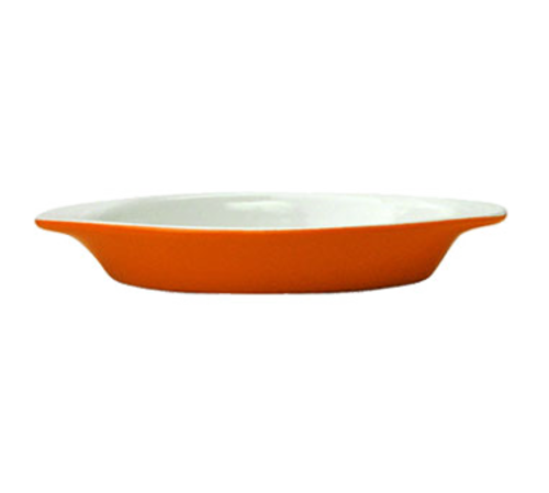 ITI 8 oz. Oval, Welsh Rarebit - Stoneware, Orange/European White (WRO-8-EW-O)-cityfoodequipment.com