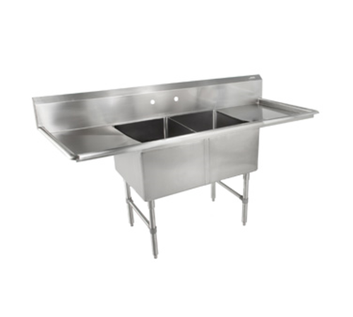 John Boos 2B16204-2D18 71" 2 Compartment Sink w/ 16"L x 20"W Bowl, 14" Deep-cityfoodequipment.com