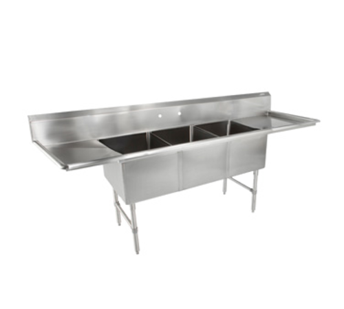 John Boos 3B18244-2D24 105" 3 Compartment Sink w/ 18"L x 24"W Bowl, 14" Deep-cityfoodequipment.com