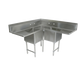 John Boos 3BCS-184-2D18 59" 3 Compartment Sink w/ 18"L x 18"W Bowl, 14" Deep-cityfoodequipment.com