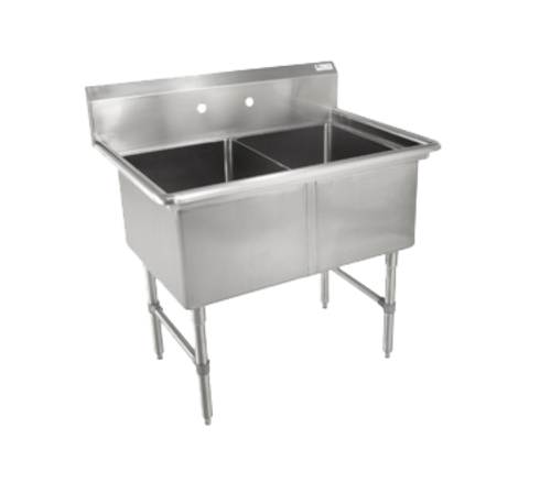 John Boos 2B18244 41" 2 Compartment Sink w/ 18"L x 24"W Bowl, 14" Deep-cityfoodequipment.com
