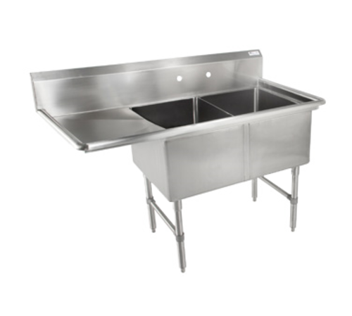 John Boos 2B18244-1D18L 58" 2 Compartment Sink w/ 18"L x 24"W Bowl, 14" Deep-cityfoodequipment.com