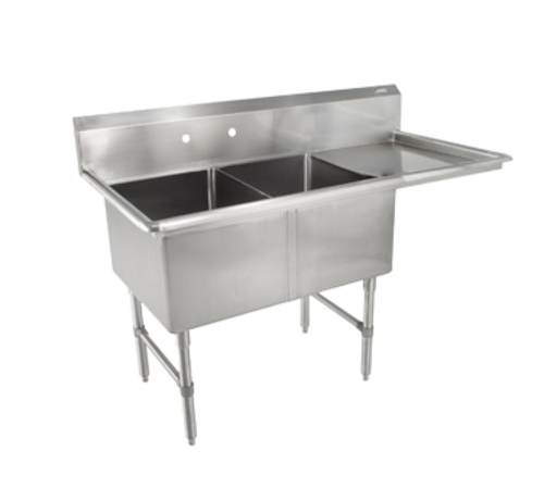 John Boos 2B244-1D24R 76" 2 Compartment Sink w/ 24"L x 24"W Bowl, 14" Deep-cityfoodequipment.com