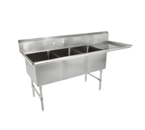 John Boos 3B18244-1D18R 76" 3 Compartment Sink w/ 18"L x 24"W Bowl, 14" Deep-cityfoodequipment.com