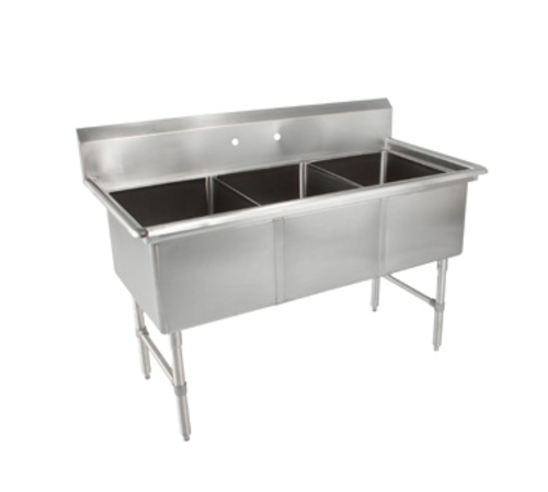 John Boos 3B184 59" 3 Compartment Sink w/ 18"L x 18"W Bowl, 14" Deep-cityfoodequipment.com
