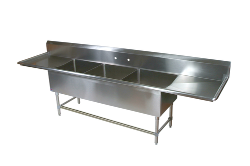 John Boos 3PB2028-2D20 103 1/4" 3 Compartment Sink w/ 20"L x 28"W Bowl, 12" Deep-cityfoodequipment.com