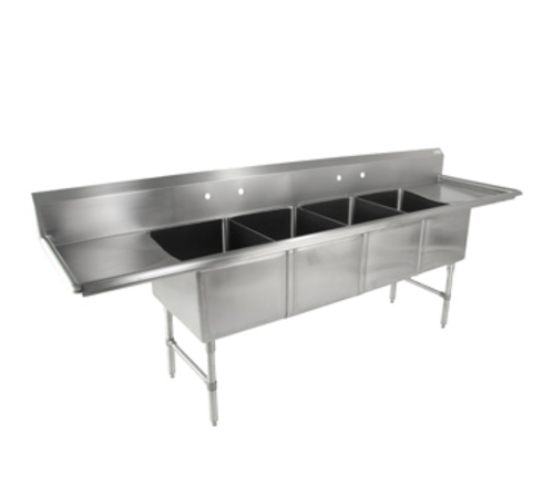 John Boos 4B18244-2D18 111" 4 Compartment Sink w/ 18"L x 24"W Bowl, 14" Deep-cityfoodequipment.com