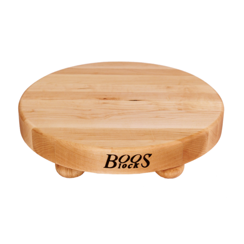 John Boos B12R 12" Round Cutting Board w/ Wooden Legs, Hard Rock Maple-cityfoodequipment.com