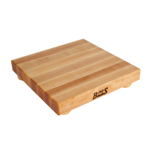 John Boos B12S 12" Square Cutting Board w/ Wooden Legs, Hard Rock Maple-cityfoodequipment.com