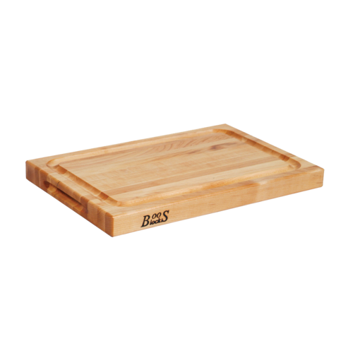 John Boos BBQBD Reversible Cutting Board w/ Grooved Edge Grain, 12x18", Hard Rock Maple-cityfoodequipment.com
