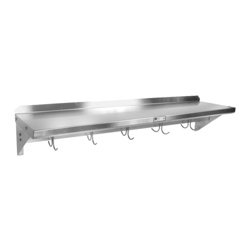 John Boos BHS1248PR Wall Shelf w/ Riser & 1 Bar Pot Rack, 48 x 12"-cityfoodequipment.com