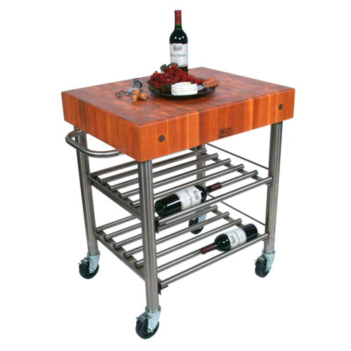 John Boos CHY-CUCD15WC Cucina D' Amico Wine Cart w/ Cherry Top, 30 x 24" x 35" H-cityfoodequipment.com