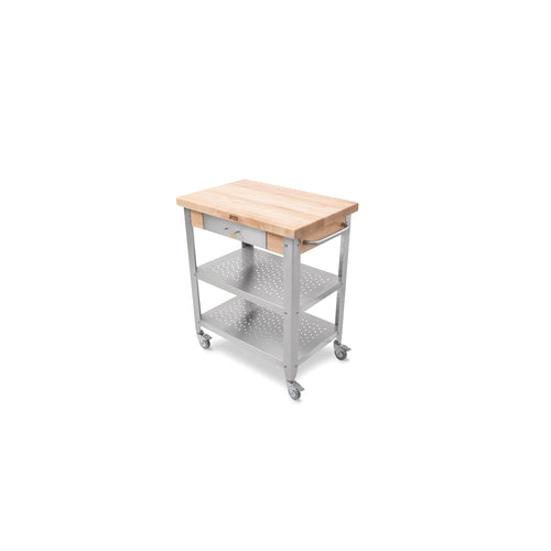 John Boos CUCE30 Cucina Elegante Cart w/ Undershelves, Drawer & NO Drop Leaves-cityfoodequipment.com