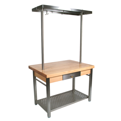 John Boos CUCG11 Cucina Grande, Work Table, 2 1/4" Maple Top, Varnique Finish, Stainless Base, 60 x 36-cityfoodequipment.com