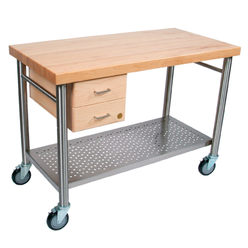 John Boos CUCIC04 Cucina Magnifico Cart, 24 W x 48 L x 35"H, Drawers, Stainless Shelf, Electric Strip-cityfoodequipment.com