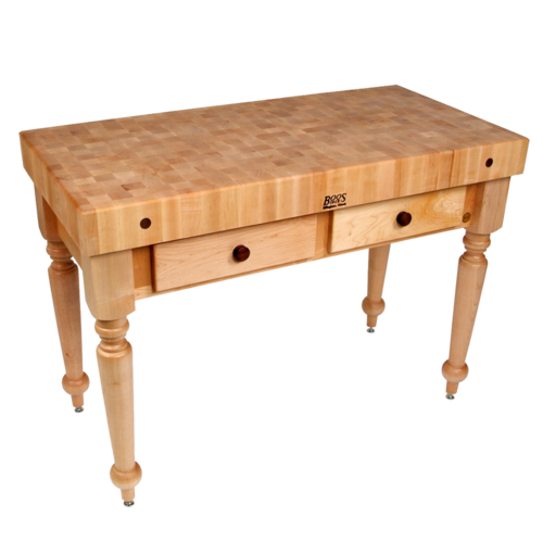 John Boos CUCR05 Cucina Rustica Table, 4" Thick, End Grain Maple, 48"W x 24"D-cityfoodequipment.com