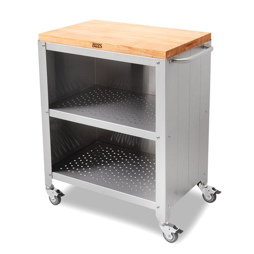 John Boos CUFC-M1830-X Formaggio Cart w/ Maple Cutting Board Top - 30"W x 18 1/8"D x 36 3/8"H, Stainless Steel-cityfoodequipment.com