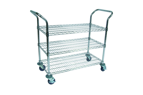 John Boos CWC-1836-3 Chrome Wire Cart w/ 3 Shelves & Numbered Posts, Locking Casters, 18 x 36"-cityfoodequipment.com