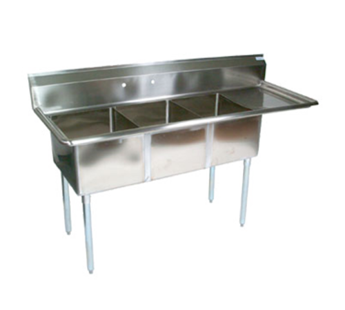John Boos E3S8-1824-14R24 80" 3 Compartment Sink w/ 18"L x 24"W Bowl, 14" Deep-cityfoodequipment.com