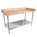 John Boos DNS07 48" Maple Top Bakers Table w/ 4" Splash & Undershelf, 30"D-cityfoodequipment.com