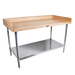 John Boos DSS09 96" Maple Top Bakers Table w/ 4" Splash & Undershelf, 30"D-cityfoodequipment.com