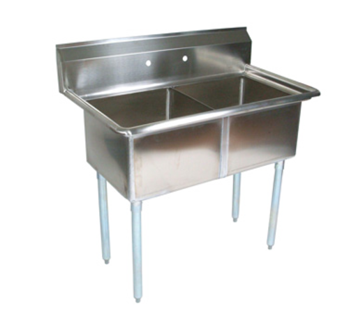 John Boos E2S8-1620-12 37" 2 Compartment Sink w/ 16"L x 20"W Bowl, 12" Deep-cityfoodequipment.com