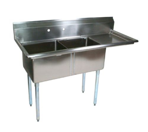 John Boos E2S8-1620-12R18 52 1/2" 2 Compartment Sink w/ 16"L x 20"W Bowl, 12" Deep-cityfoodequipment.com
