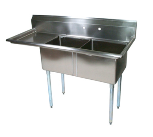 John Boos E2S8-24-14L24 74 1/2" 2 Compartment Sink w/ 24"L x 24"W Bowl, 14" Deep-cityfoodequipment.com
