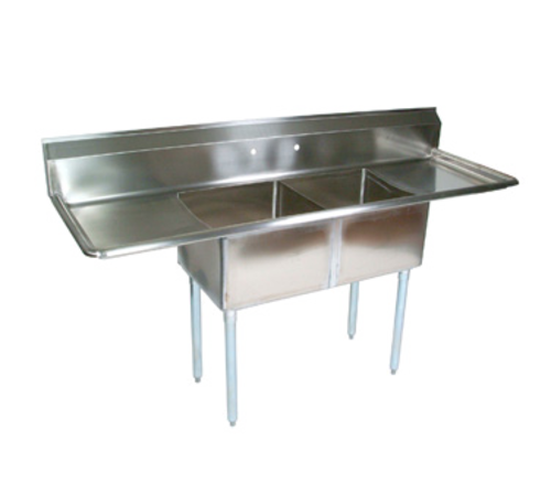 John Boos E2S8-24-14T24 96" 2 Compartment Sink w/ 24"L x 24"W Bowl, 14" Deep-cityfoodequipment.com