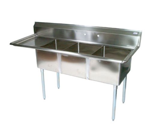 John Boos E3S8-1620-12L18 68 1/2" 3 Compartment Sink w/ 16"L x 20"W Bowl, 12" Deep-cityfoodequipment.com