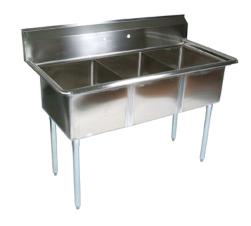 John Boos E3S8-24-14 77" 3 Compartment Sink w/ 24"L x 24"W Bowl, 14" Deep-cityfoodequipment.com