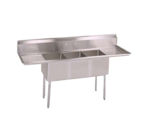 John Boos E3S8-24-14T24 120" 3 Compartment Sink w/ 24"L x 24"W Bowl, 14" Deep-cityfoodequipment.com