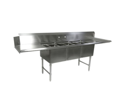 John Boos DT3B18244-2D18R 91 1/2" Straight Dishtable w/ (3) Pot Sinks & (2) Drainboards, R L-cityfoodequipment.com