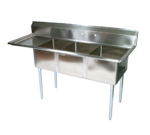John Boos E3S8-15-14L15 62 1/2" 3 Compartment Sink w/ 15"L x 15"W Bowl, 14" Deep-cityfoodequipment.com