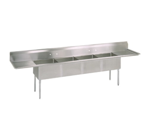 John Boos E4S8-1620-14T18 100" 4 Compartment Sink w/ 16"L x 20"W Bowl, 14" Deep-cityfoodequipment.com